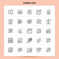 OutLine 25 Summer Camp Icon set Vector Line Style Design Black Icons Set Linear pictogram pack Web and Mobile Business ideas design Vector Illustration