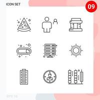 Vector Pack of 9 Icons in Line Style Creative Outline Pack isolated on White Background for Web and Mobile