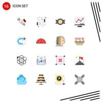 Group of 16 Modern Flat Colors Set for arrow lcd connection chart sweet Editable Pack of Creative Vector Design Elements