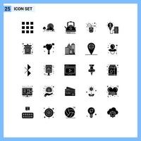 Group of 25 Solid Glyphs Signs and Symbols for idea mouse kettle hardware computer Editable Vector Design Elements