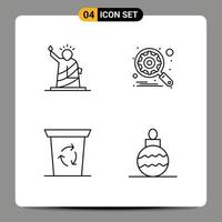 Universal Icon Symbols Group of 4 Modern Filledline Flat Colors of landmarks recycle been statue gear journey Editable Vector Design Elements