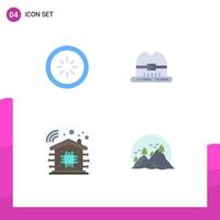 Universal Icon Symbols Group of 4 Modern Flat Icons of buffer smart home interface hat hill Editable Vector Design Elements