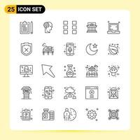 25 Creative Icons for Modern website design and responsive mobile apps 25 Outline Symbols Signs on White Background 25 Icon Pack vector