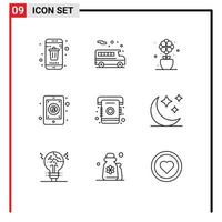 Universal Icon Symbols Group of 9 Modern Outlines of phone mail flower inbox app Editable Vector Design Elements