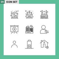 9 iconos creativos signos y símbolos modernos de video de oficina presentación en Internet elementos de diseño de vectores editables inalámbricos