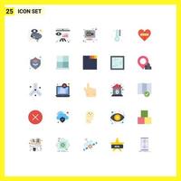 25 Universal Flat Color Signs Symbols of broken weather strategy temperature video Editable Vector Design Elements