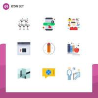 9 User Interface Flat Color Pack of modern Signs and Symbols of pencil creative tasks website page Editable Vector Design Elements