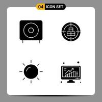 4 Black Icon Pack Glyph Symbols Signs for Responsive designs on white background 4 Icons Set vector