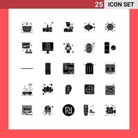 Modern Set of 25 Solid Glyphs Pictograph of sea food user solution salary money Editable Vector Design Elements