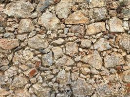 Background, texture, stone wall of round stones cobblestones bricks natural surface natural sharp convex rough stone cobblestone with cracks photo