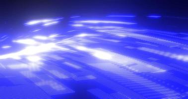 Abstract background blue from futuristic hi-tech rectangles of pixel particles flying with glow effect and background blur, screensaver photo