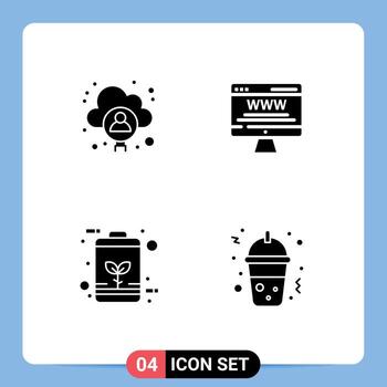 Pictogram Set of 4 Simple Solid Glyphs of account eco user board energy Editable Vector Design Elements