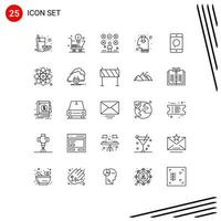 25 Universal Line Signs Symbols of cellphone opinion checklist marketing exams Editable Vector Design Elements