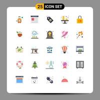 Modern Set of 25 Flat Colors and symbols such as lock profit ecommerce money balance Editable Vector Design Elements