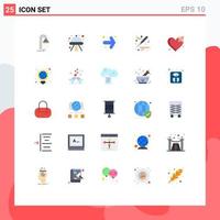 conjunto de 25 iconos modernos de la interfaz de usuario símbolos signos para la ruptura del corazón flecha vendaje bisturí elementos de diseño vectorial editables vector