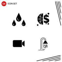 Collection of 4 Vector Icons in solid style Pixle Perfect Glyph Symbols for Web and Mobile Solid Icon Signs on White Background 4 Icons