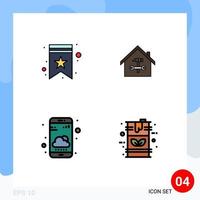 conjunto de 4 iconos modernos de la interfaz de usuario signos de símbolos para la construcción de etiquetas de llaves de marcadores elementos de diseño de vectores editables para teléfonos inteligentes