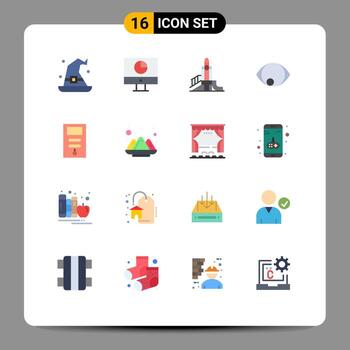 Pictogram Set of 16 Simple Flat Colors of vision face payments eye playground Editable Pack of Creative Vector Design Elements