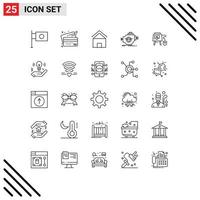Universal Icon Symbols Group of 25 Modern Lines of performance machine building industry hut Editable Vector Design Elements