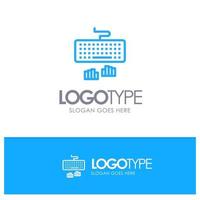 Keyboard Interface Type Typing Blue Logo Line Style vector