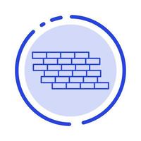 Firewall Security Wall Brick Bricks Blue Dotted Line Line Icon vector