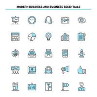 25 Modern Business and business essentials Black and Blue icon Set Creative Icon Design and logo template vector