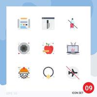 Modern Set of 9 Flat Colors Pictograph of apple processor security cpu whiskey Editable Vector Design Elements