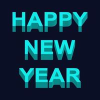 Happy new year lettering in 3d style in dark blue background. Vector illustration. EPS 10.