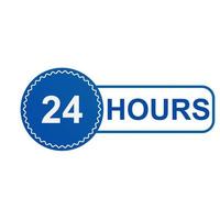 24 7 service or 24 hour icon open service working time label badge on white background. EPS 10. vector