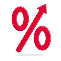 Percent sign realistic in 3d style on white background. Vector illustration. EPS 10.