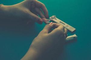 A young girl getting tested for the SARS-CoV-2 virus photo