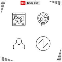 4 iconos estilo de línea cuadrícula basada en símbolos de contorno creativo para el diseño de sitios web signos de icono de línea simple aislados en fondo blanco 4 conjunto de iconos vector