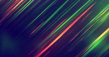 Abstract with beautiful diagonal geometric red-green flying luminous stripes lines of meteorites on a black background photo