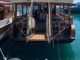 Big tourist sail ship in the port photo