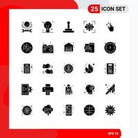 Editable Vector Line Pack of 25 Simple Solid Glyphs of expand view electric imagination eyesight Editable Vector Design Elements