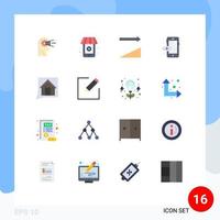 Pack of 16 Modern Flat Colors Signs and Symbols for Web Print Media such as home conversation sort contact us preview Editable Pack of Creative Vector Design Elements