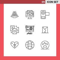 Set of 9 Modern UI Icons Symbols Signs for entertainment video share movie film Editable Vector Design Elements