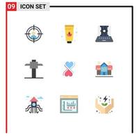 conjunto de 9 iconos de interfaz de usuario modernos símbolos signos para amigos cultura técnica tipografía corazón elementos de diseño vectorial editables vector