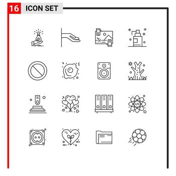 Modern Set of 16 Outlines and symbols such as bath photo alms image distribution Editable Vector Design Elements