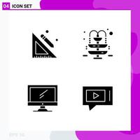 Solid Icon set Pack of 4 Glyph Icons isolated on White Background for Web Print and Mobile vector