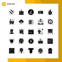 25 Icon Set Solid Style Icon Pack Glyph Symbols isolated on White Backgound for Responsive Website Designing vector