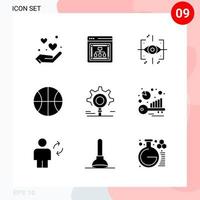 Vector Pack of 9 Icons in Solid Style Creative Glyph Pack isolated on White Background for Web and Mobile