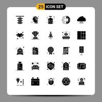 Pack of 25 creative Solid Glyphs of production international perfection gear growth Editable Vector Design Elements