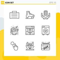 colección de 9 iconos de línea universal conjunto de iconos para web y móvil vector