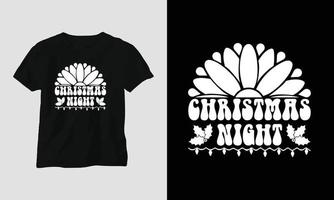 noche de navidad - groovy christmas svg camiseta y diseño de prendas de vestir vector