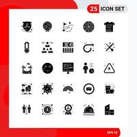 Group of 25 Solid Glyphs Signs and Symbols for pin love ball shrit pizza Editable Vector Design Elements