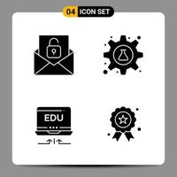 4 Black Icon Pack Glyph Symbols Signs for Responsive designs on white background 4 Icons Set vector