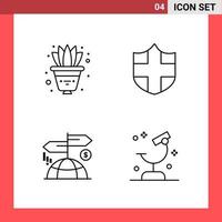 4 Icon Pack Line Style Outline Symbols on White Background Simple Signs for general designing vector