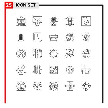 Modern Set of 25 Lines and symbols such as mac app buildings startup rocket Editable Vector Design Elements