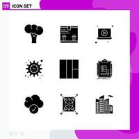 Stock Vector Icon Pack of 9 Line Signs and Symbols for process wireframe laptop grid settings Editable Vector Design Elements